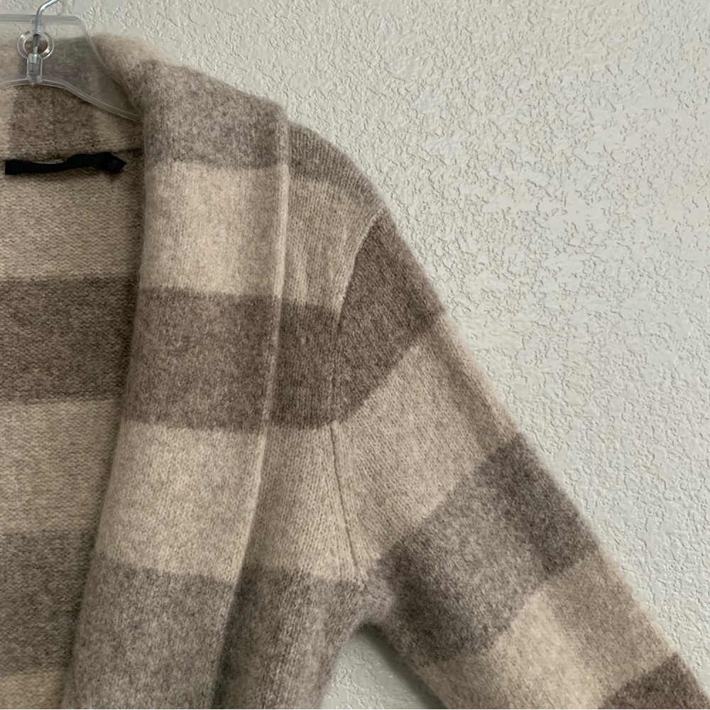Jenni Kayne Belted Sweater Coat Cardigan Womens XS Wool Long Striped Pockets - Picture 8 of 16
